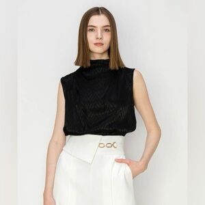 NWT Boutique Black Jade Sleeveless Mock Neck Blouse